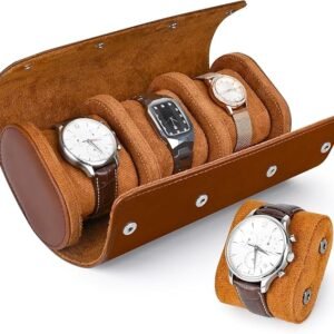 Watch Roll Travel Case 3 Slot Leather Watch